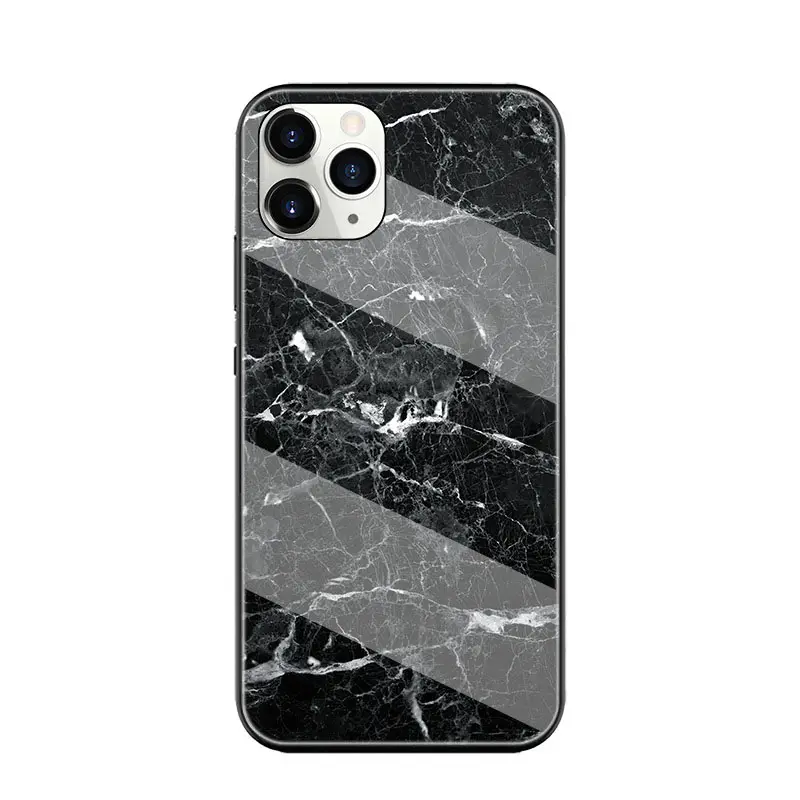Luxus gehäuse aus gehärtetem Glas für iPhone 15 Pro Max Gehärtetes Glas TPU Hart marmor Schutzhülle für iPhone 14 Pro Max Plus