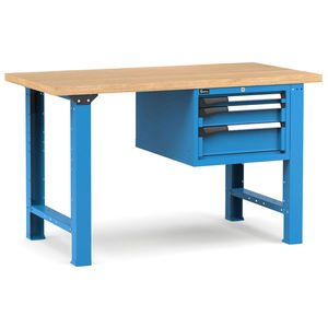 Établi Fami Master 150cm bleu avec plateau en bois et 3 tiroirs - Product Image 1