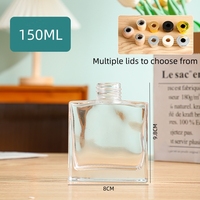 Bouteille de diffuseur en verre carré 50ml 100ml 150ml Bouteille d'arôme de bâtonnets de roseau personnalisable
