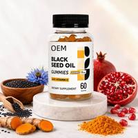 Gummies d'huile de nigelle noire naturelle, supplément de vitamine C, thymoquinone, formule pressée à froid, soutien immunitaire, pour adultes, marque privée OEM