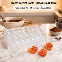 Moule à chocolat en polycarbonate PC 21 cavités, dôme carré, qualité alimentaire, transparent, facile à démouler, outil de cuisson DIY pour bonbons