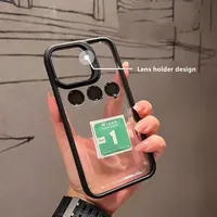 Coque de téléphone robuste en PC transparent avec protection d'objectif intégrée pour 16E/15/14/13 Pro Max/12/11, 10 couleurs, décorée en-mould