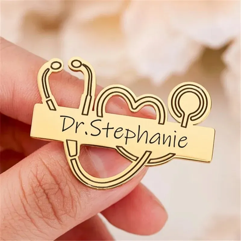 Personalized LOGO Lapel Pin Brooch Stainless Steel Brooch Pins Customized Engraved Name Badge