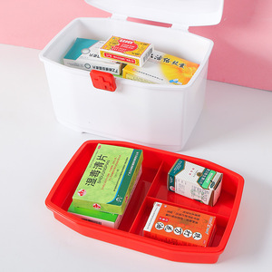 Botiquín de Primeros Auxilios de Dos Capas para el Hogar, Caja de Almacenamiento de Medicamentos de Plástico PP con Técnica de Inyección, Gabinete Rectangular para Uso Doméstico - Product Image 3