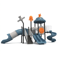 Grand toboggan d'extérieur en acier pour enfants, série Space, avec tunnel tubulaire et toboggan spiralé, pour parcs sportifs et usage domestique, haute capacité