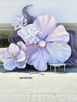 J-142 Installation artistique extérieure géante de fleurs violettes élégantes et imposantes, faite à la main pour toile de fond de mariage, fleur énorme