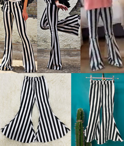 Pantalones de Campana para Niños a Rayas Blancas y Negras, Diseño Nuevo 2022, Jeans de Mezclilla Elásticos y Acampanados - Product Image 3