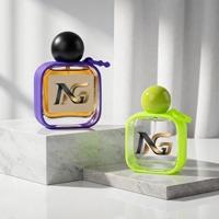 Porte-clés unique, étui carré en silicone, flacon de parfum portable, vente en gros, flacon de parfum en verre transparent irrégulier