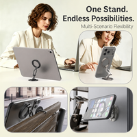 Support de téléphone magnétique pliable sur 3 axes personnalisé OEM, support à anneau magnétique double face avec vis de trépied 1/4 et crochet Mantis, vente en gros