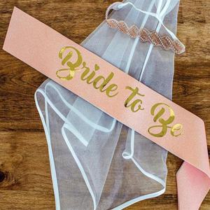 งานแต่งงานตกแต่งเจ้าสาวผ้าคลุมหน้าเจ้าสาวSash Headband Bachelorette Party Girl Hen Partyอุปกรณ์ตกแต่ง - Product Image 1