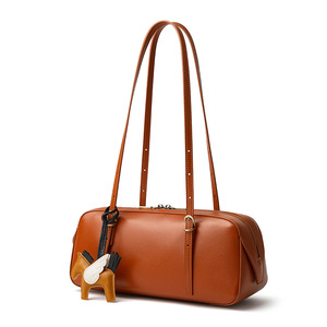 <span class=keywords><strong>Sac</strong></span> à main polyvalent pour femme en cuir véritable, style <span class=keywords><strong>bowling</strong></span> <span class=keywords><strong>vintage</strong></span>, en cuir de vachette pleine fleur tanné végétal, avec fermeture éclair - Product Image 1