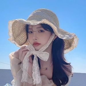 Sweet Beauty Style Summer Bucket Hat with Hollowed-Out Brim <b>Sun</b> Protection on Beach and Women Spring Summer Beach Style - Product Image 3
