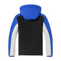 Veste de ski pour homme, bleu et blanc, à blocs de couleur, à capuche, coupe-vent, matelassée, doublée, pour le ski, le snowboard et les voyages