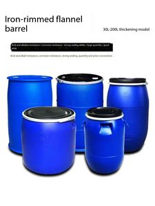 Tambores de barril de plástico azul de 160L Tambor de plástico de HDPE con aro de hierro - Product Image 2