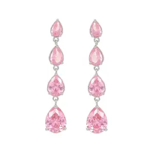 Luxe Argent 925 Post CZ Diamant Boucles D'oreilles Rose Chaud Haute Qualité Goutte D'eau Boucles D'oreilles Pour Les Femmes