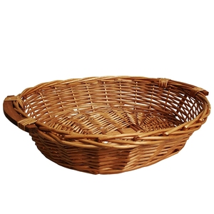 wicker tray Sustainable Rustic multifunction <b>Storage</b> Sundries Food Tableware Oval natural color tray with handle - Product Image 3