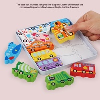 Kotak Puzzle 3D Kayu Balok Bangunan 50 Potong Kartun Lalu Lintas Hewan Bersertifikat CE untuk Bayi Anak Kecil Usia 0-24 Bulan 2-4 Tahun