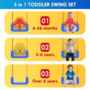 Set <span class=keywords><strong>Altalena</strong></span> e Scivolo 3 in 1 per Bambini, per Interni ed Esterni, con Cintura di Sicurezza, Facile da Montare, Sedile in Plastica e Robusto Supporto in Metallo - Product Image 2