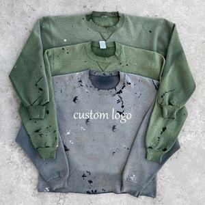 Sweat à capuche zippé uni pour homme, 460 GSM, fait main, effet soleil délavé, double couche, déchiré à l'acide, imprimé, respirant - Product Image 1