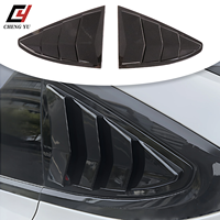 Ailerons de fenêtre arrière aspect carbone noir brillant pour Tesla Model X 2018+ – Cache de ventilation en ABS, pare-soleil et pare-pluie, accessoires