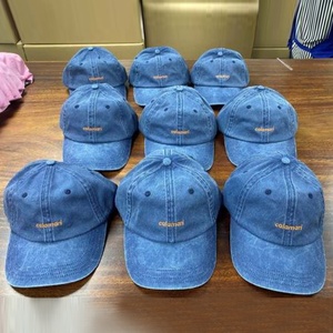 Venta al por mayor personalizar logotipo lavado Denim papá gorra Unisex ocio sin estructura bordado púrpura papá sombrero - Product Image 5