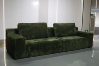 Canapé modulaire moderne vert côtelé compressé sous vide en mousse, mobilier de salon en gros pour appartement et hôtel