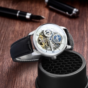 Forsining classico <span class=keywords><strong>orologio</strong></span> da uomo scheletro automatico Tourbillon orologi da uomo di lusso con cinturino in pelle lune fase <span class=keywords><strong>orologio</strong></span> meccanico - Product Image 5