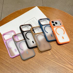 Coque de téléphone portable mate givrée pour <span class=keywords><strong>iPhone</strong></span> 18 Pro 17 16 15 14 13 Pro Max, coque transparente magnétique en TPU PC pour l'arrière du téléphone - Product Image 2