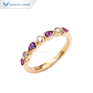 Bague Tianyu Gems personnalisée en or jaune 18 carats plaqué, saphir et diamant, sertissage clos, classique, pour usage quotidien - Product Image 2