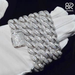 Chaîne à maillons cubains classique 14mm Bracelet collier Pass testeur <span class=keywords><strong>de</strong></span> diamants VVS Ice Out Moissanite <span class=keywords><strong>argent</strong></span> ensemble <span class=keywords><strong>de</strong></span> bijoux fins pour <span class=keywords><strong>homme</strong></span> femme - Product Image 2