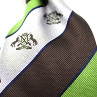 Cravates personnalisées en soie jacquard tissée, rayures vertes, brunes et blanches, style vintage, avec logo personnalisé pour clubs et associations - Vente en gros Chine