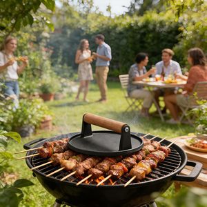 Prensa de hierro fundido para carne de 7 pulgadas, para smash <span class=keywords><strong>burgers</strong></span> y tocino, con mango de madera, 2LB, herramienta de cocina de alta resistencia, para marcar perfectamente las parrillas - Product Image 6