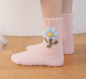 KT-T250251 belle fleur 3D <span class=keywords><strong>jolies</strong></span> filles mode microfibre dormir chaud confortable sol femmes <span class=keywords><strong>chaussettes</strong></span> floues - Product Image 6