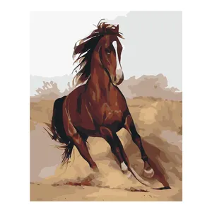 Fábrica al por mayor DIY pintura por números animales tema corriendo caballo pintura al óleo pintada a mano decoración del hogar regalo lienzo dibujo