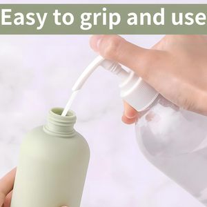 Bouteille de shampooing en plastique HDPE vert mat à toucher doux avec logo personnalisé, 200 ml, 300 ml, 500 ml, pour emballage de lotion cosmétique avec pompe - Product Image 3