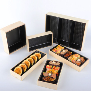 Biodegradabile usa e getta in legno scatola per Sushi Bento Lunch Cake torta vassoio per alimenti con coperchio trasparente - Product Image 4