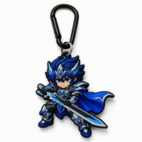 3D Anime Krieger PVC Karabiner Schlüsselanhänger Cooler Cartoon-Charakter Rüstung Cosplay Sammlerstück Geschenk