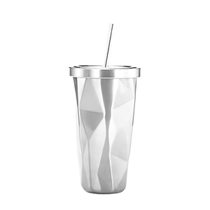 Vacuum Mug Drinking <b>Cups</b> Insulated Coffee Travel Mugs 16oz Stainless Steel Irregular Shape Coffee Tumbler With Straw - Product Image 6