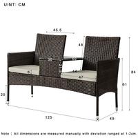 Chaise double de jardin en gros, mobilier d'extérieur, patio, rotin, osier, canapé d'amour avec table centrale pour jardin
