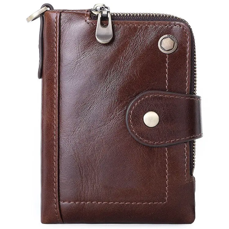 2021 Men's real cow leather short vertical purse money bag Men's RFID Blocking Cowboy Genuine Natural Leather Bifold wallet