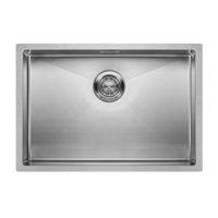 Évier de cuisine sous plan moderne sur mesure en acier inoxydable 304, cuve carrée simple, deux trous, Nano Noir, en promotion