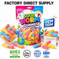 Groothandel Worm Gummy Candy Bedekte Zure Zoete Fruit Smaak Halal Fabriek Aangepaste OEM Private Label TIK TOK Bulk