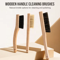 Brosse de nettoyage pour voiture en poils de porc avec manche en bois de bonne qualité, idéale pour le nettoyage automobile (OEM)