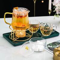 Tasse à thé de haute qualité pour la maison, bouilloire 5 pièces, cruche en verre transparente pour le thé aux fruits, vente en gros