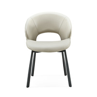 Chaise de salle à manger en cuir de style nordique moderne avec panneau en bois et métal MDF de luxe pour la maison, le restaurant, l'hôtel ou l'appartement