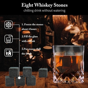 Ensemble de verres à pierres à whisky de haute qualité 8 roches à whisky réfrigérantes en granit 2 verres à bourbon Meilleurs cadeaux à boire - Product Image 4