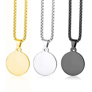 Placa de Identificación Redonda de Acero Inoxidable Grabable, Collar con Colgante de Placa de Identificación Clásica para Nombre y Foto Personalizados - Product Image 2