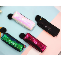 Nouveau Design créatif paillettes double couleur porte-crayon étudiant papeterie maquillage sac femmes paillettes Portable stylo sac de rangement