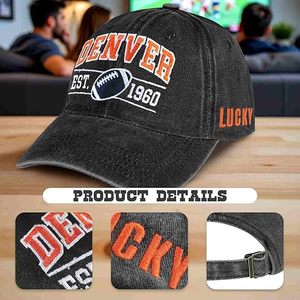 Gorra de béisbol clásica retro bordada estilo urbano con diseño de fútbol americano, ajustable, efecto desgastado, tipo camionero - Product Image 4