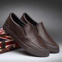 Chaussures en cuir pour hommes, mocassins souples noirs à bout rond, chaussures décontractées pour hommes en promotion, confortables, tendance rétro 2025, en PU, nouveauté